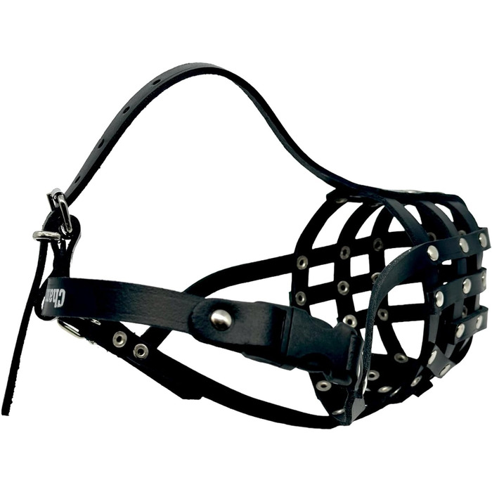 Шкіряна маска для собак L&J Pets для мопсів, пуделів, хаскі та інших собак з подібним розміром морди (5, Чорний) Чорний 5