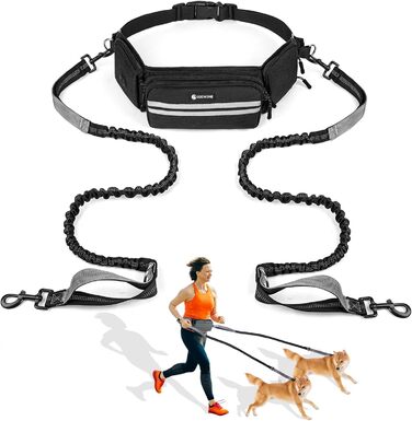 Сумка для ласощів для собак, поясна сумка з дозатором кульок для вигулу, прогулянок та дресирування (з 2 повідками, чорна)