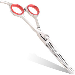 Професійна ножиця для филирування з гачком, 15.2 см, з регулюванням напруження, нержавіюча сталь, для текстурування волосся, з кільцями для пальців