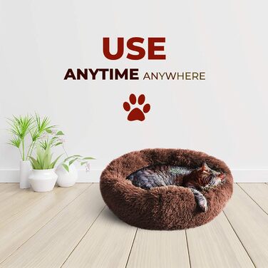 Whiskers & Friends ортопедичне кругле ліжко для котів і собак, м'яке флісове лежанка для домашніх тварин, машинне прання, для малих і великих котів та собак