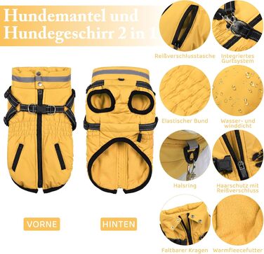 Зимовий теплий куртка для собак та котів, водонепроникний, зелений (XS, жовтий)