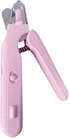 Ножиці для обрізання кігтів собак та котів з підсвіткою, рожеві – ергономічні, 2-в-1