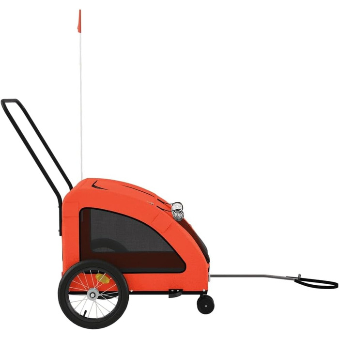 Фургон для собак VidaXL - переносний, з прапором та світловідбивачами, до 45 кг, Oxford-Gewebe, 63.5 x 124.5 x 66 см, Оранжевий