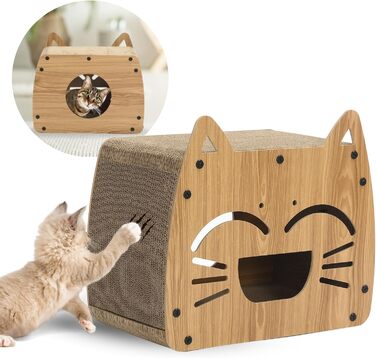 Будиночок-кіготь для котів Ultiness® з ігровим майданчиком, 44x25x38 см. Кліма-кіготь для котів, аксесуари для котів, іграшки для котів