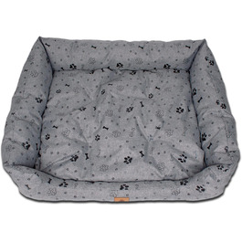 Ліжко для собак PaLulli: зручне, водонепроникне, з м'яким знімним подушкою, 115x85x18 см (сірий з лапами)