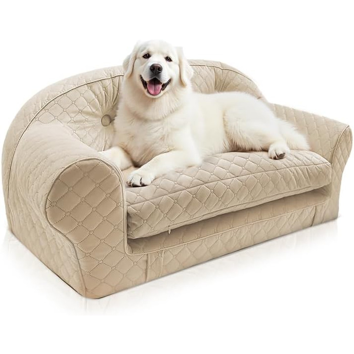 Софа для собак, розкішна лежанка для домашніх тварин знімним чохлом, м'яка та зручна підстилка для собак та котів середніх та маленьких порід