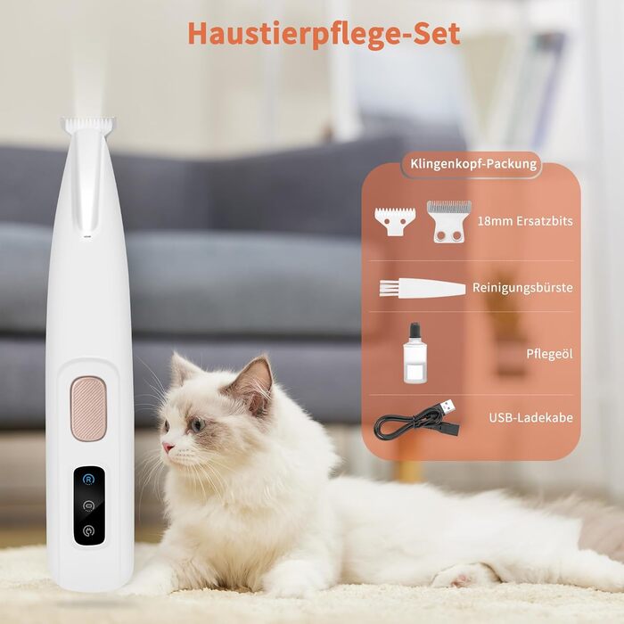 Професійний триммер для догляду за лапами PawTrim Pro з LED-підсвічуванням, акумуляторний, для собак та котів