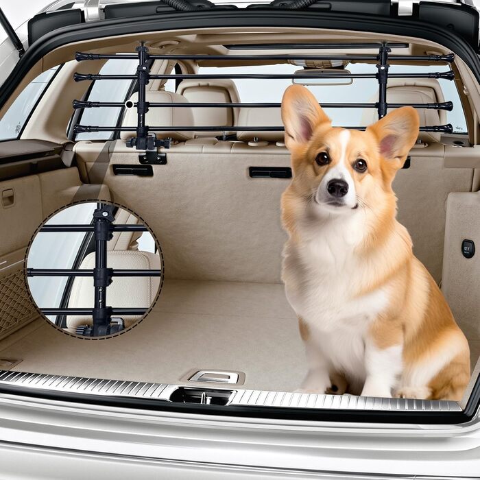Сітка для собак у багажник авто, універсальна, з нержавіючої сталі. Підходить для седанів, універсалів, SUV. Висота: 32–50 см, Ширина: 85–140 см