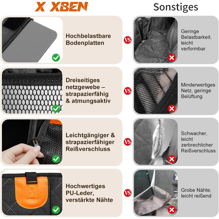 Автокрісло для собак X XBEN Extra Stable: просторе, водонепроникне, з вікнами та високою міцністю
