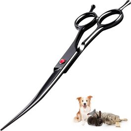 Професійна вигнута ножиця для собак 7,5' - ножиці для грумінгу собак, вигнуті ножиці для шерсті, ергономічна ручка (чорний)