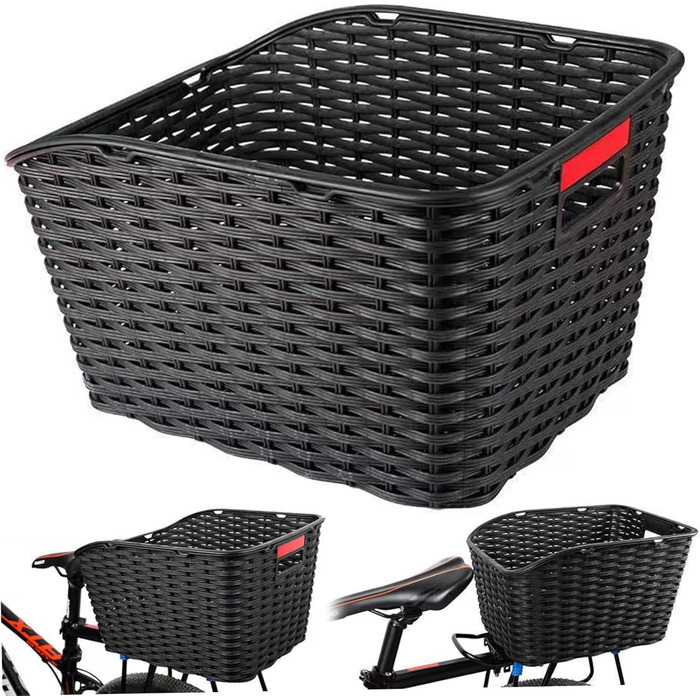 Велика плетена корзина для велосипеда: міцна, з ручкою та дзеркалом PP для сумок, тварин, овочів та м'ячів