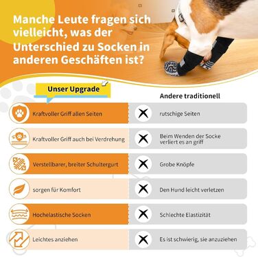 Шкарпетки для собак з антиковзким покриттям та регульованими ремінцями для захисту лап на твердих підлогах (Чорний, XL)