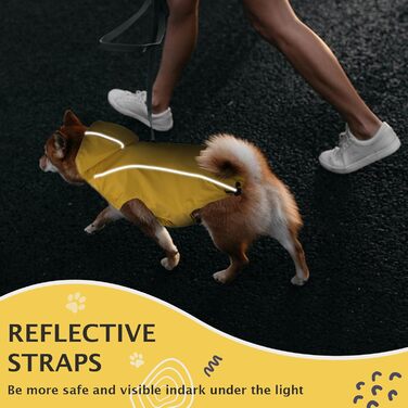 Водонепроникна куртка для собак Vejaoo з капюшоном, світловідбиваючі елементи, XL, жовта