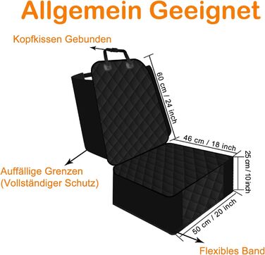 Чохол на автокрісло для собак Alfheim, чорний, нековзкий, захист від подряпин, для вантажівок, фургонів та SUV