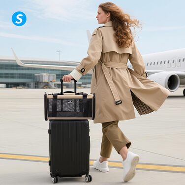 Розширювана переноска для домашніх тварин Wakytu для собак і котів, велика сумка для подорожей з 5 сітчастими вікнами (Коричнева, XXXL)