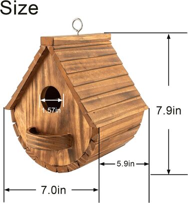 Будинок для птахів з сосни, підвісний, для садових птахів, стійкий до погодних умов, ідеальне житло для синиць, шпаків та інших диких птахів