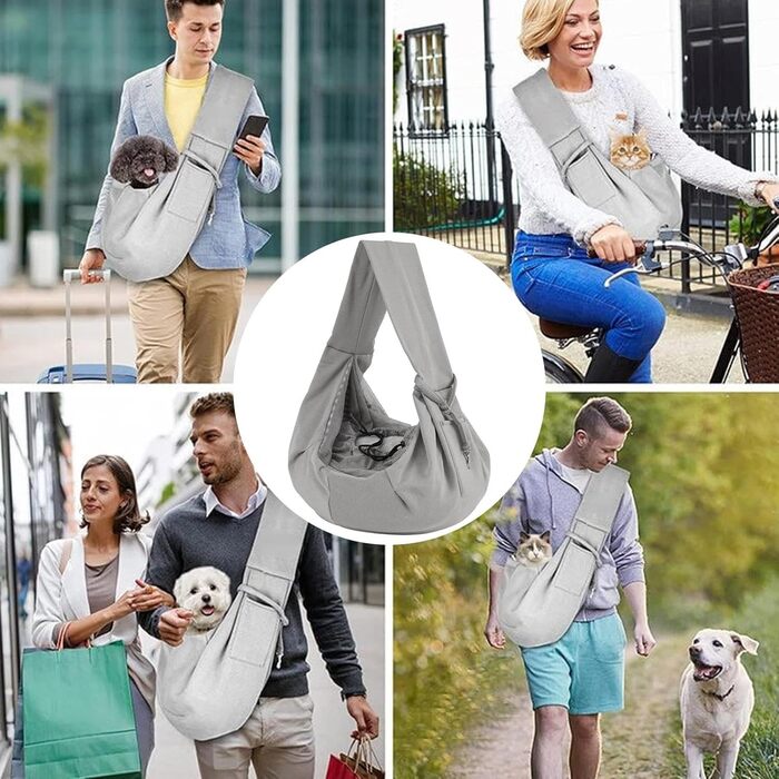 Сумка-переноска для котів та собак, сіра, для цуценят, з плечовим ременем