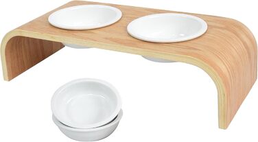 Набір мисок для котів та маленьких собак Neustein: 4 миски (2+2), 250 мл, кераміка, бамбук