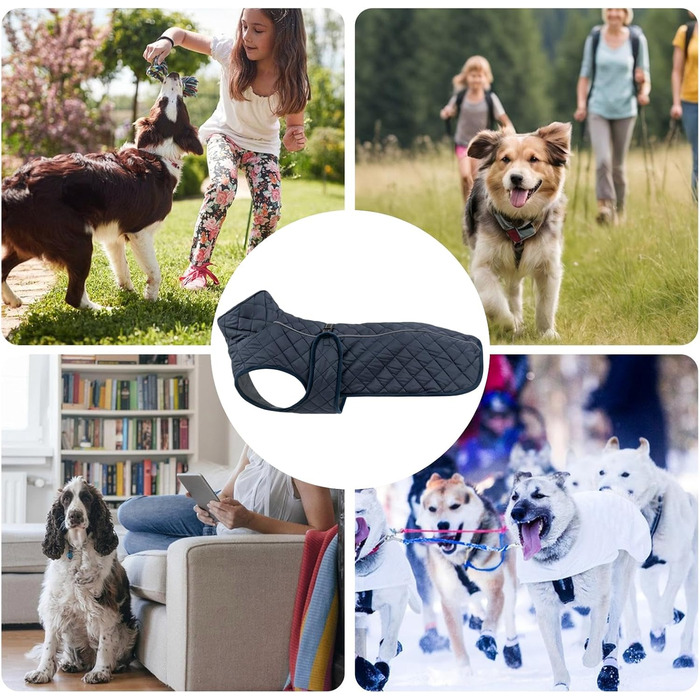 Зимовий теплий одяг для собак - Вітростійка жилетка-світловідбивач для собак, теплий зимовий одяг для собак | Для активного відпочинку: походи, пікніки, кемпінг, катання на лижах, прогулянки містом (Темно-синій)