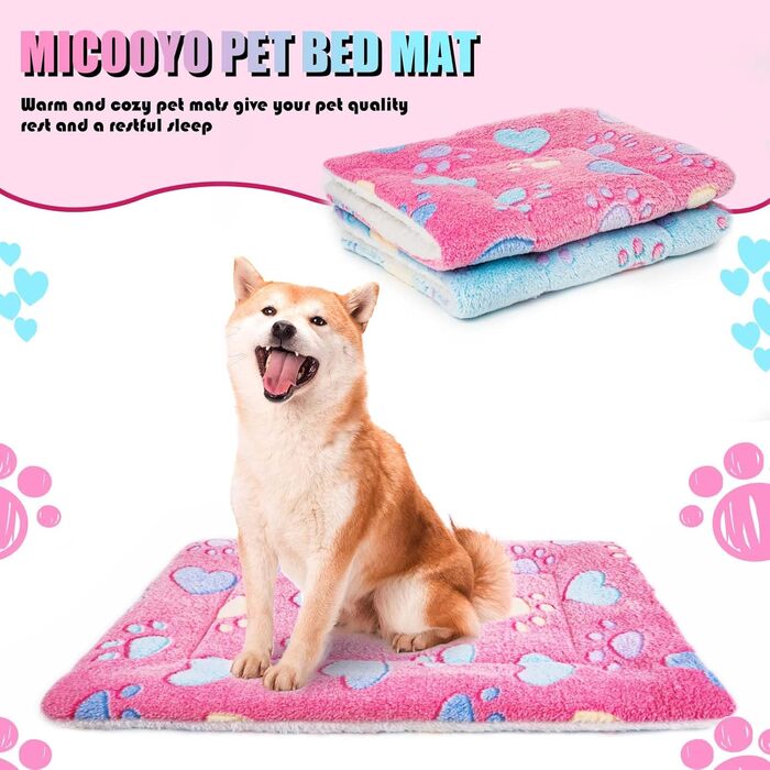 М'яке ліжко-матрац для собак та котів MICOOYO - килимок з флісу, 61x41 см, рожевий
