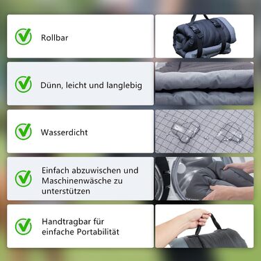 Складане водонепроникне ліжко для собак, матрац, килимок для собак для подорожей, кемпінгу, на вулицю, з антиковзною основою, 90x60 см