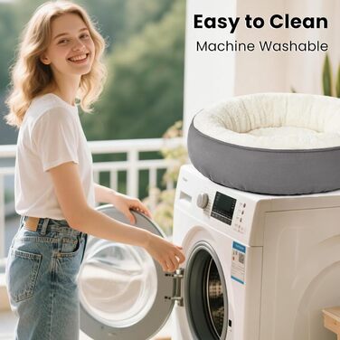 Кругле ліжко для котів та собак Love's Cabin, 58.4 см, сіре, з водонепроникним та антиковзким дном, зручне та миється