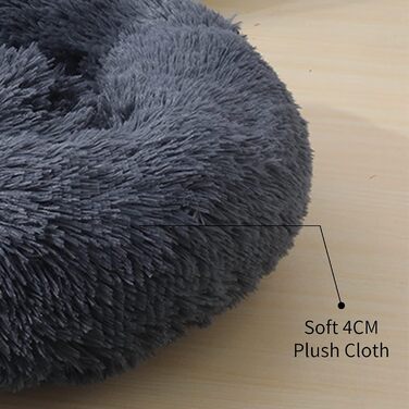 М'яке ліжко для собак та котів Doughnut, Ø80 см, сірий колір. Зручне, миється, з антиковзаючою основою. Підходить для великих, середніх та маленьких собак та кошенят. Розмір: 80x80x20 см (для тварин до 25 кг)