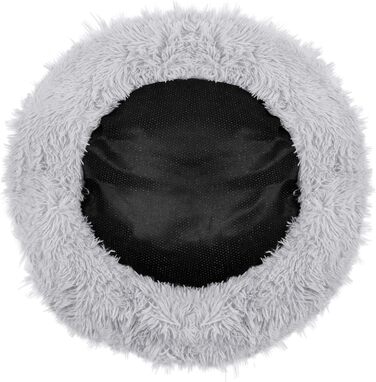 Кругле ліжко для собак Springos з штучного хутра, 90 см, сірий колір - комфортний та затишний лежак з антиковзною основою