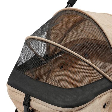 Складаний візок для собак та котів, 2-рівневий, з сумкою та ременями безпеки (Хакі)