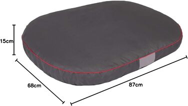 Кругла лежанка для собак, підстилка для собак різних розмірів - міцна, водонепроникна, з м'якою піною, для тварин, для використання на вулиці та прання - 87x68x15 см, сіра L