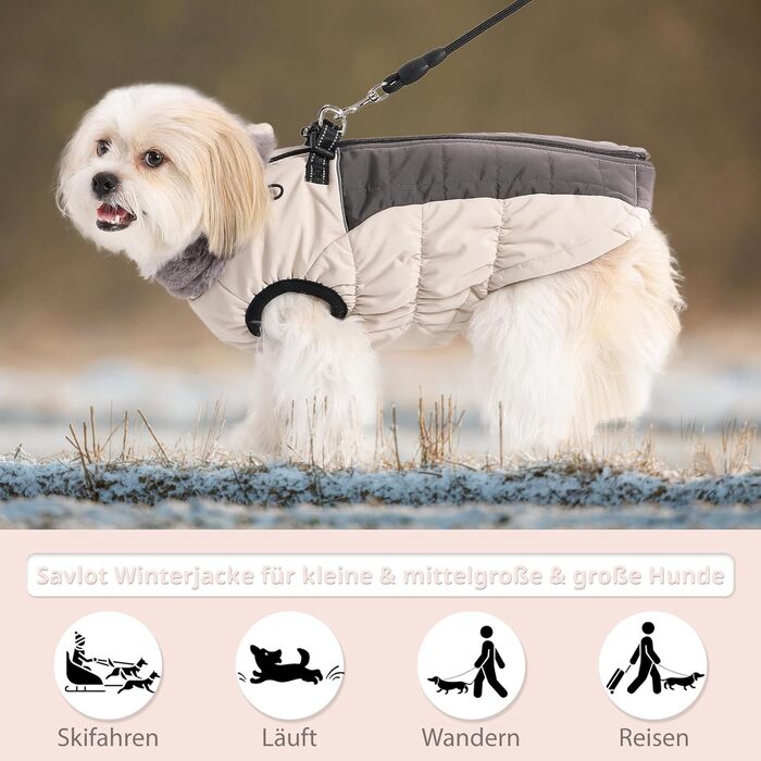 Зимова жилетка для собак Savlot, тепла, з D-кільцем, бавовна, 3XL, білий