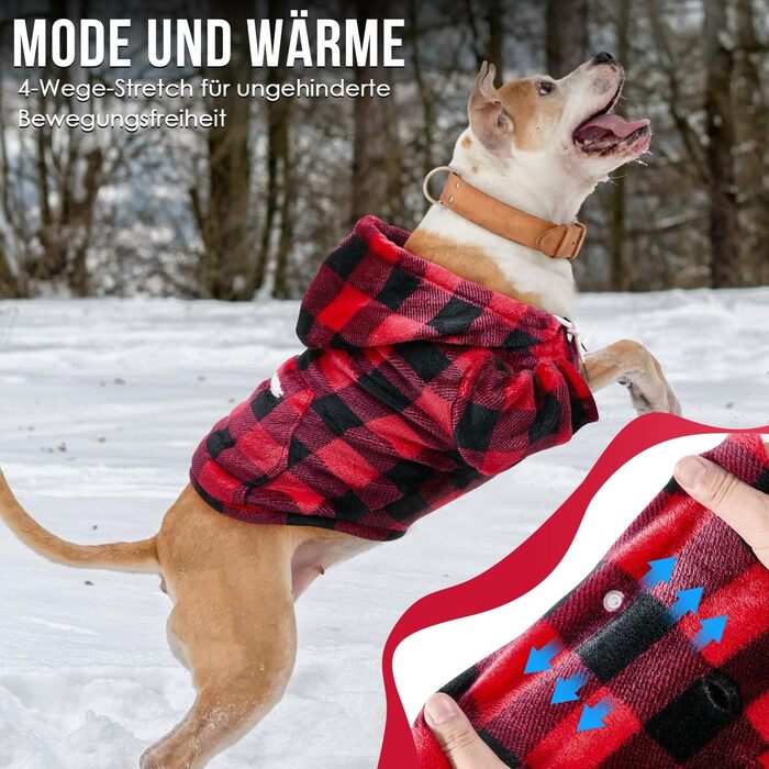 Світшот для собак SlowTon: теплий фланелевий пуловер з отвором для повідка та кишенею, для чихуахуа, тедді та інших, оранжевий, Tie Dye (червоно-чорний), XX-Large