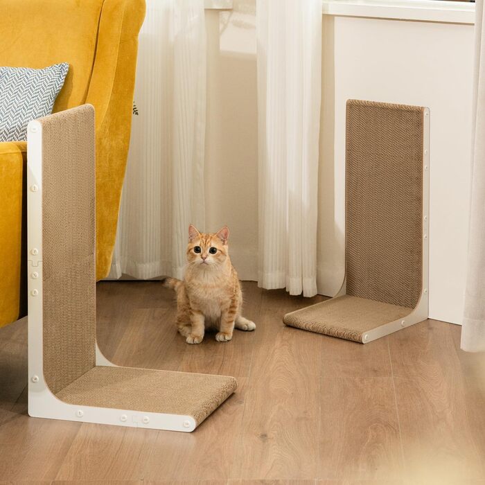 Кігтеточка для котів Conlun, L-подібна, 58 см, білий колір, для захисту меблів