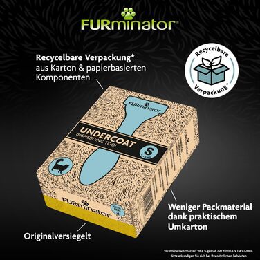 FURminator для котів S, для довгошерстих порід - скребок для вичісування підшерстка, екологічна упаковка