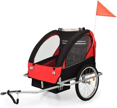 Дитячий велосипедний причіп 2-в-1 ZEYUAN, вагон для собак, чорно-червоний