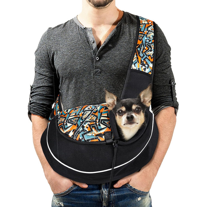 Сумка-переноска для собак 6 кг, портативна, регульована, сітчаста, для прогулянок та подорожей, оранжева