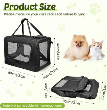 Складана переноска для собак та котів з подушкою, 60x42x42 см