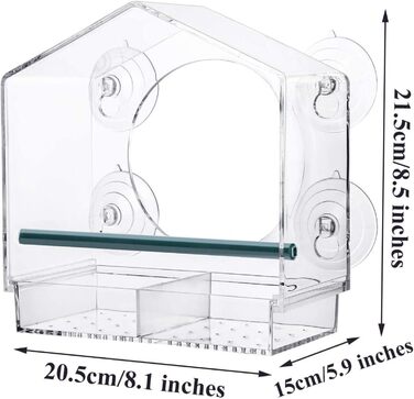 Годівниця для птахів AMSAMOTION на вікно з присосками, годівник для диких птахів, акрил