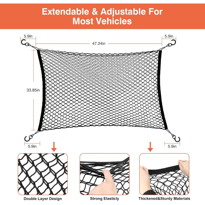 Сітчаста перегородка для тварин в авто, регульована, Oxford, 120x85 см