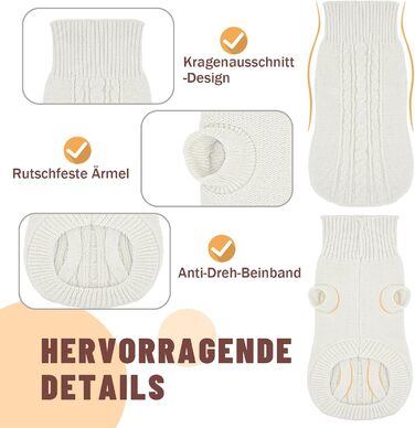 Теплий зимовий пуловер для собак на дрібних та середніх порід - м'який в'язаний пуловер з високим коміром, еластичний, для такс, французьких бульдогів, XS-XXL, підходить для святкування Різдва та повсякденного використання (зелений). Зелений (XS, білий)