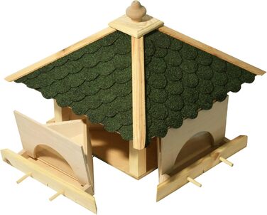 Велика дерев'яна годівниця для птахів XXL з 4 висувними лотками Luxus-Vogelhaus 98700e з сосни для саду та балкона