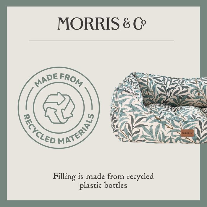 Клітка-ліжко для собак Rosewood x Morris & Co. велика, з принтом William Morris, з неслизьким дном, миється