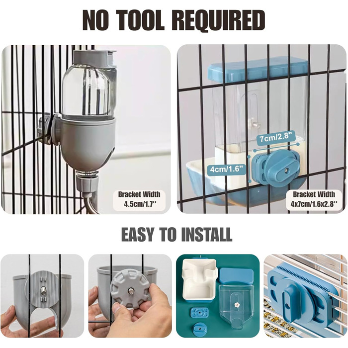 Автоматичний диспенсер для корму та води для домашніх тварин, підвісний, для собак, котів, кроликів, морських свинок, шиншил, їжаків, хорягів (блакитний)