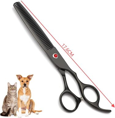 Набір професійних ножиць для грумінгу собак та котів 7.0 дюймів (5-в-1), нержавіюча сталь 440C, з витончувальним ножем, вигнутими та прямими ножицями, гребінцем для шерсті