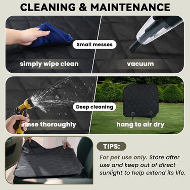 Авточохли на сидіння для собак VIVAGLORY, універсальні, степвані, 600 Denier Oxford, для більшості авто, позашляховиків, Heather Black, розмір 63см