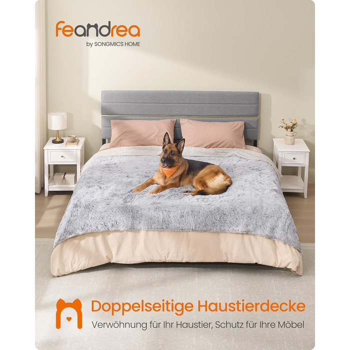 Водонепроникний килимок для собак Feandrea з довгим плюшем, XXXL (229 x 203 см), Sherpa, двосторонній, для собак, людей, котів