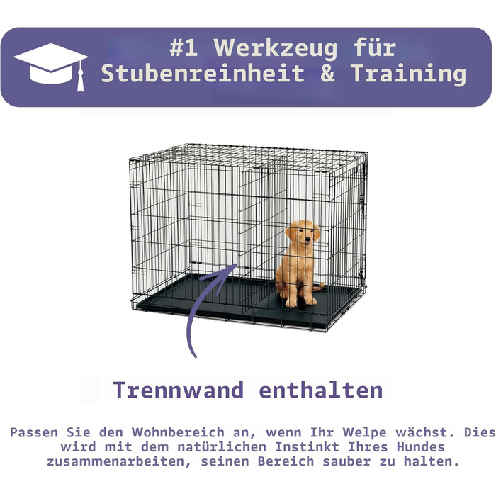 Клітка для собак Midwest Homes for Pets iCrate Hundebox з дверцятами, перегородкою, витривала, 61x44x49 см