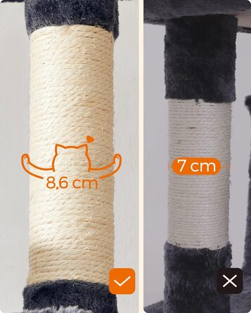 Дряпак для котів XXL, котячий будинок 164 см, димчасто-сірий, PCT087G01