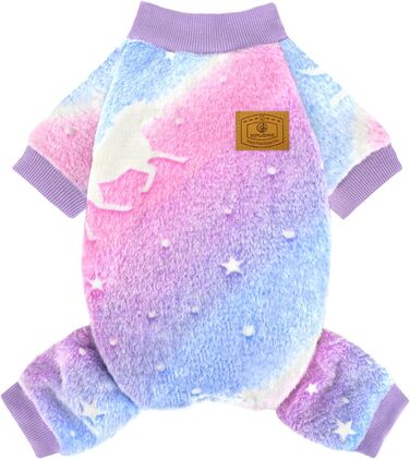 Піжама для собак XPUDAC, фліс, теплий пуловер для маленьких та середніх собак, дівчаток та хлопчиків, тепла зимова одяг для собак, теплий зимовий костюм, для дітей, розмір S, світиться в темряві, розмір XS (обхват грудей 31.75 см)