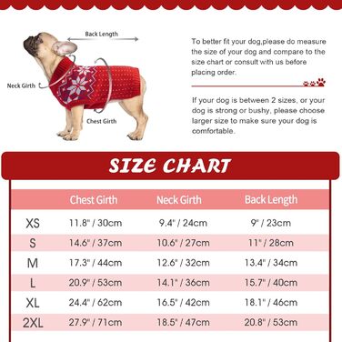 Вовняний пуловер для собак та котів Kuoser: теплий зимовий одяг з візерунком сніжинок для маленьких та середніх порід, червоний колір, XS